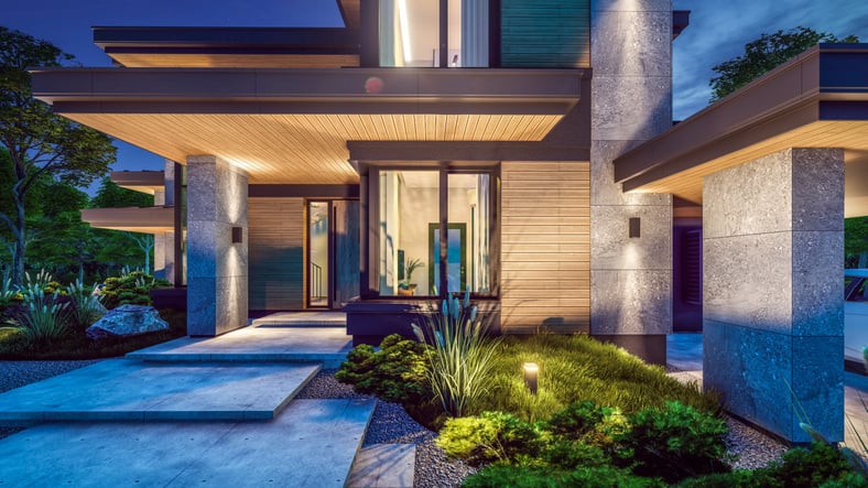 Modern home concrete_wood_garden